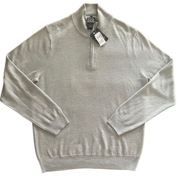 Jos. A. Bank Other - Jos A Bank Gray Traveler 1/4 Quarter Zip Merino Wool Pullover Sweater SZ M BNWT